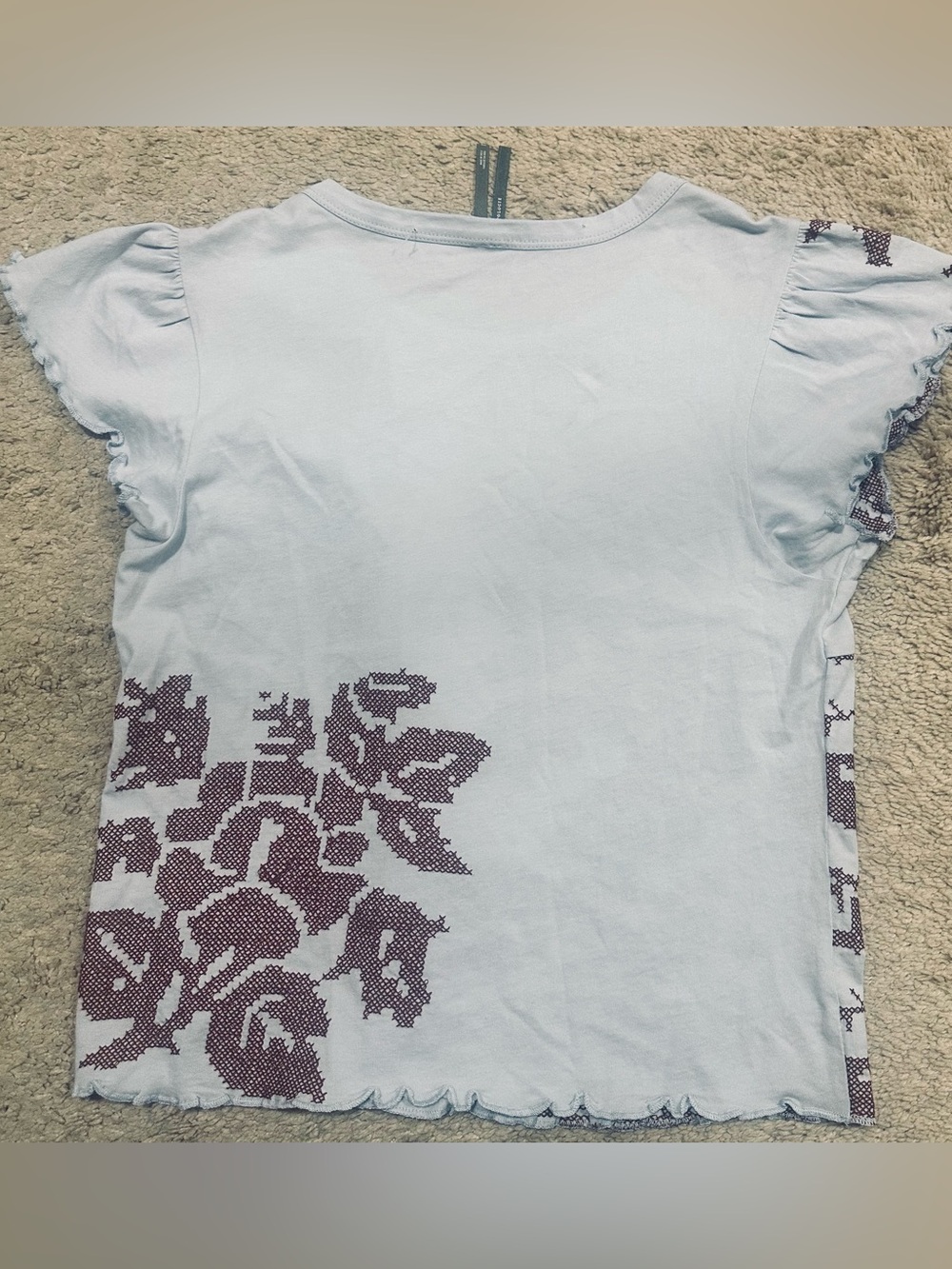 NWOT By Anthropologie Embroidered Baby Tee in Light Blue, Women’s Size S - Picture 11 of 13